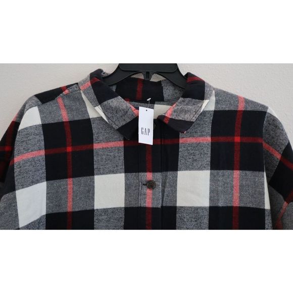 Gap IND1006 Women's Sz 2XL Red/Black/White Plaid Long Sleeve Shirt Dress $98 - Picture 3 of 8
